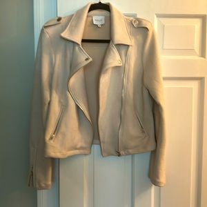 Faux suede light moto jacket. Cream.